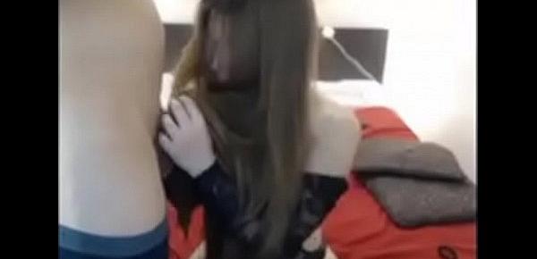  sexy teen long haired give hairjob and brush her hair